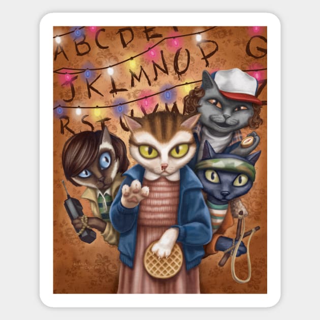 Stranger Things Kitties Sticker by GeekyPet